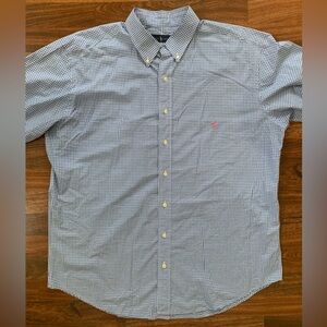 Ralph Lauren Men XL Tall Long Sleeve Button Up Blue White Plaid Pink Horse